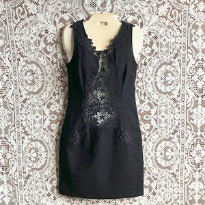 Sleeveless Lacy Revealing Cut Out Bodycon Little Black Dress